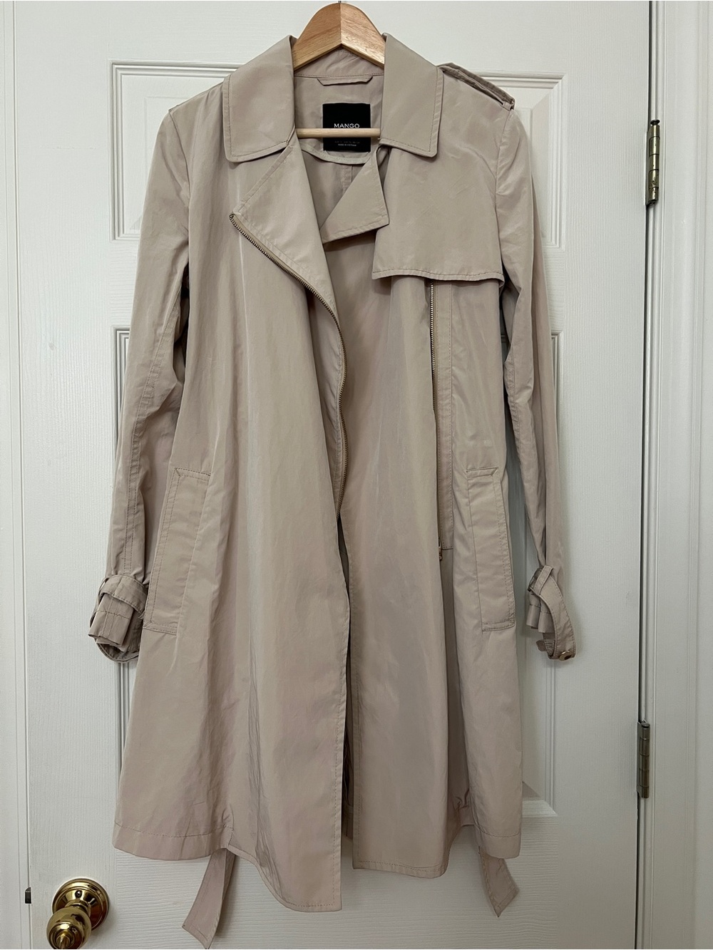 Mango Light Beige Trench Coat with Belt Tie Size XS